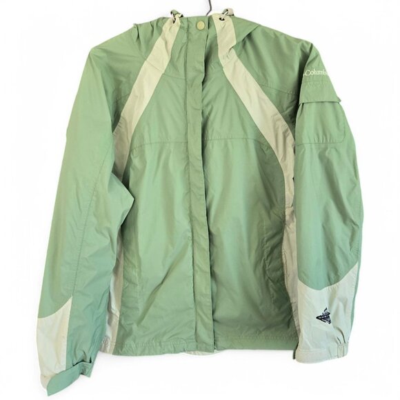 Columbia Jackets & Blazers - Columbia Womens XL Green Outdoor Hooded Rain Jacket Zip Front
